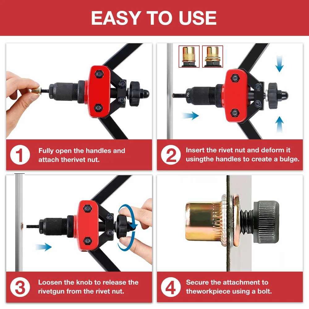 Manual Rivet Nut Gun M3 M4 M5 M6 M8 M10 Home Multi-specification Riveting Machine,Riveting Tools, Insert Nut Quick Riveting Tool