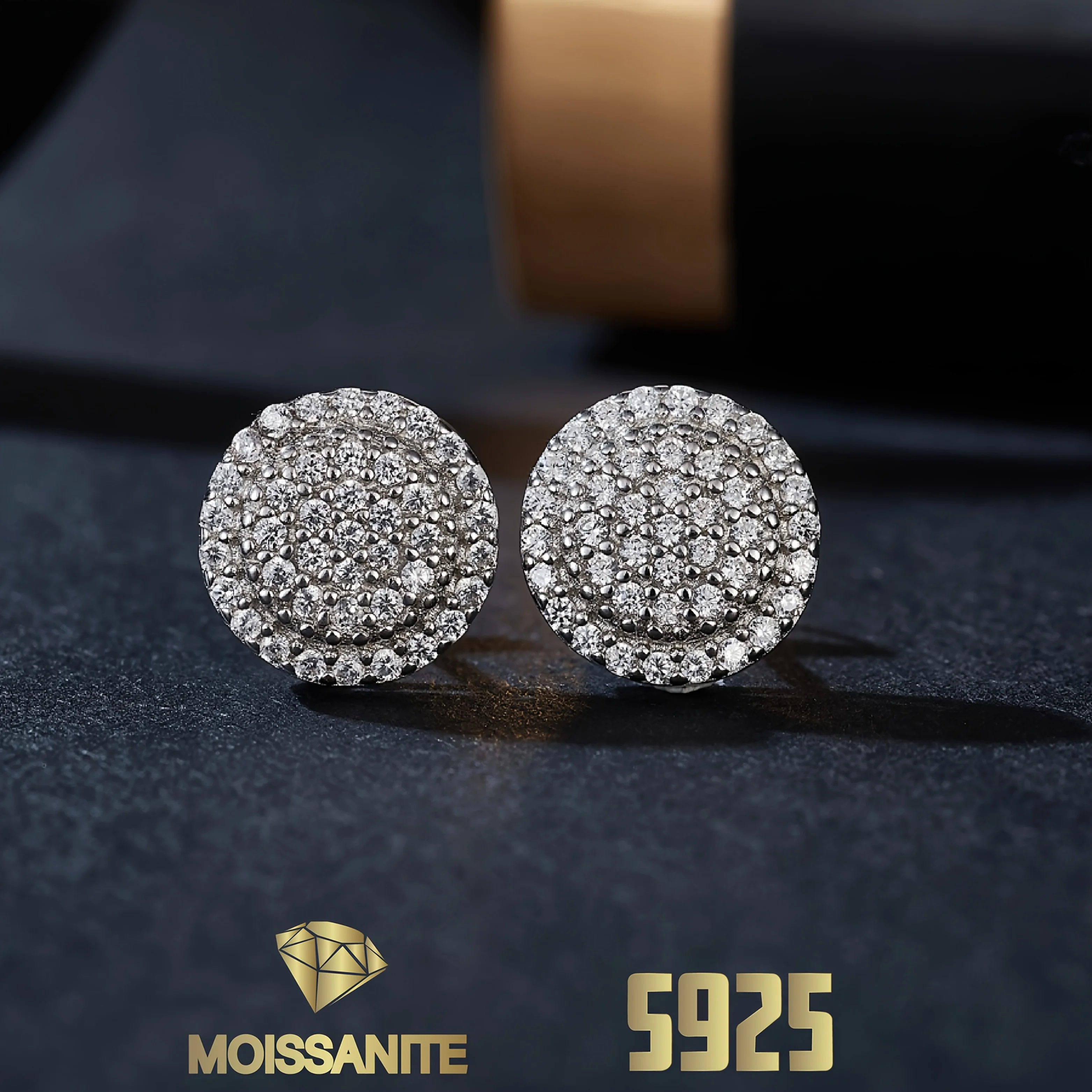 

Round Moissiante Earrings 925 Sterling Silver Stud Earring with Gra Certificate Engagement Earrings Woman's Jewelry