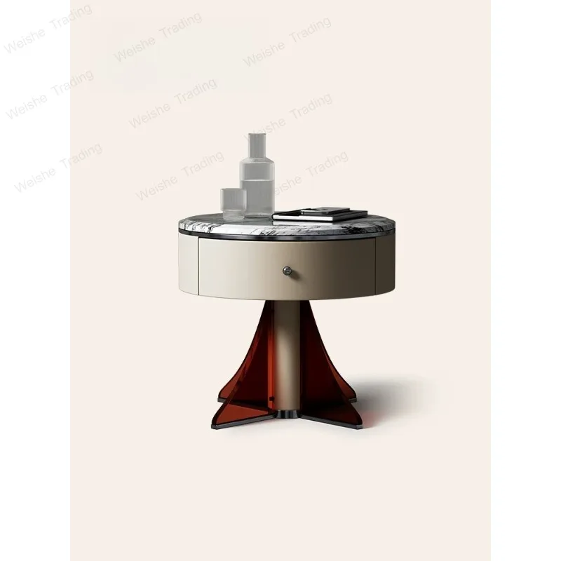 Natural marble bedside table corner bedside table household storage side cabinet