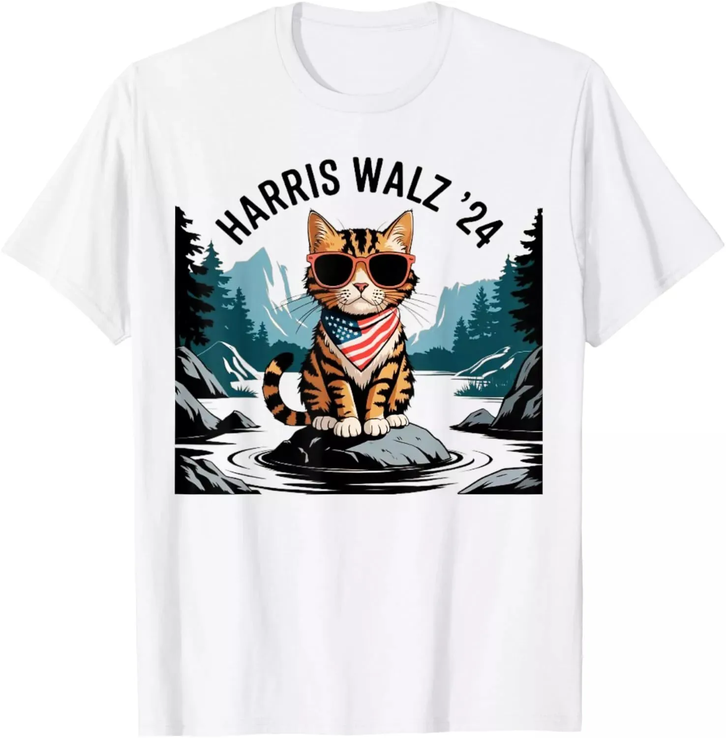 

Harris Walz 2024 Funny Cat Election Kamala Harris Tim Waltz T-Shirt