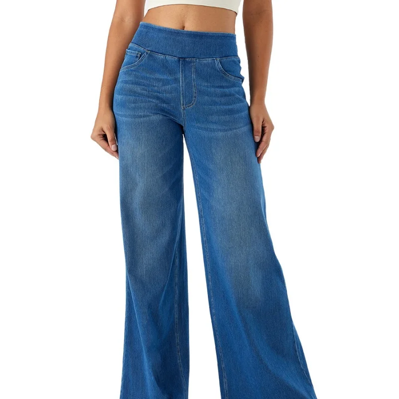 ผู้หญิงใหม่ขนาดใหญ่ DENIM กางเกงขากว้างอเมริกันเอวสูงบางตรงกางเกงหลวมๆสบายๆกางเกงยีนส์