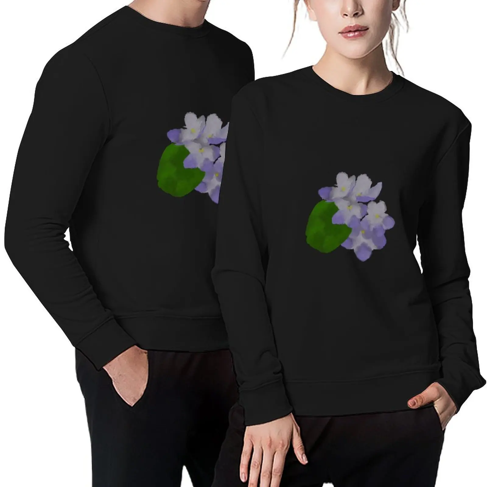

Watercolor African Violets Pullover autumn jacket men male clothes mens clothing men wear sweatshirt