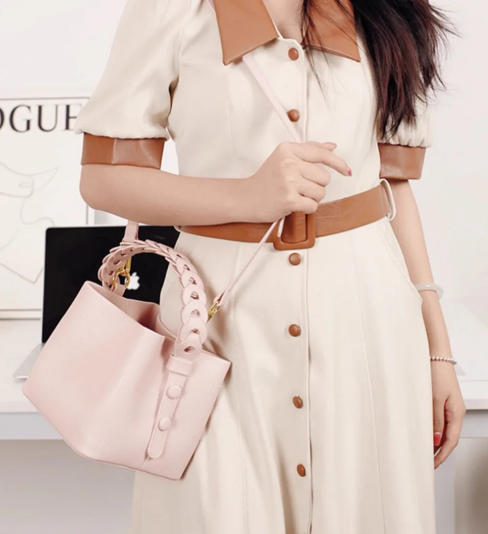 

​​New Autumn Fashion Woven Bucket Bag Mini Basket Bag Single Shoulder Crossbody Hand Carry Bag​​