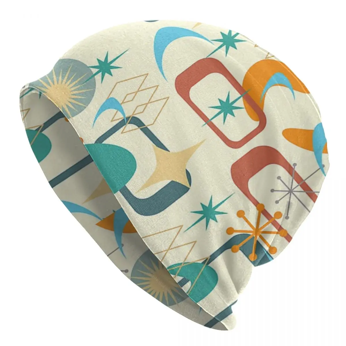 

Atomic Age Mid Century Modern MCM Shape Pattern Шапки унисекс для взрослых Вязаная шапка с капюшоном Теплые модные шапки Skullies