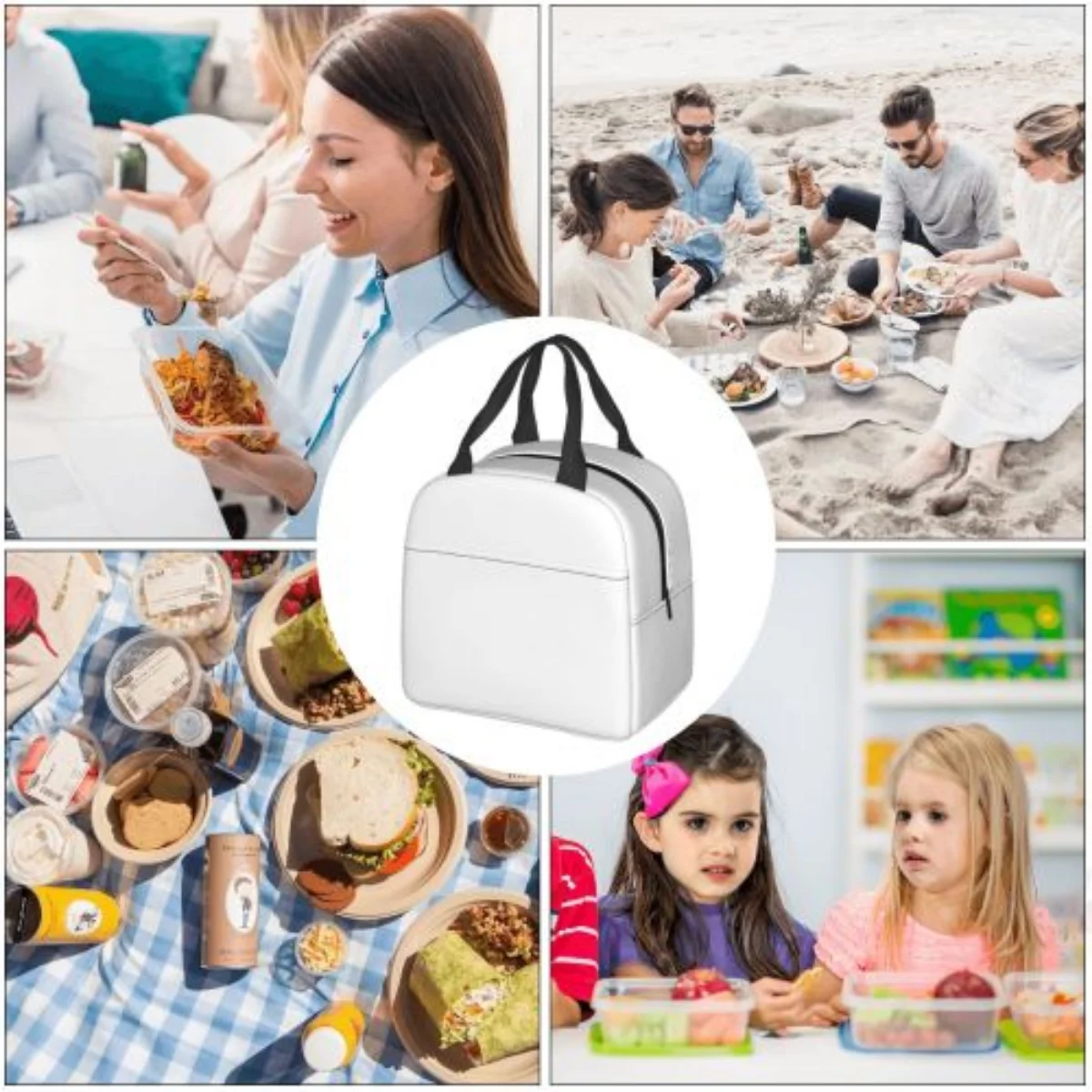 Leuke Doodle Met Eenhoorn Flamingo Cactus Ananas Geïsoleerde Lunch Tas Lunchbox Bakjes Voor Vrouwen Mannen Kantoor School Picknick