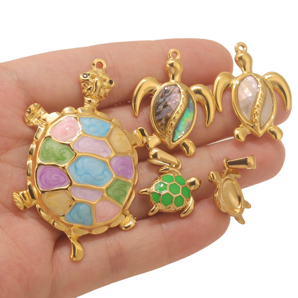 

1Pcs Stainless Steel Large Sea Turtle Gold Charms For Jewelry Makings Shell Pendants DIY Necklace Jewelry Accessories