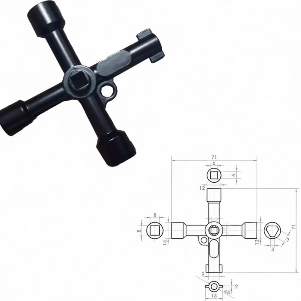 Multi Purpose Cabinet Lock Key 304 Stainless Steel Triangle Cross Square Tool For Electric Train Hardware Repair