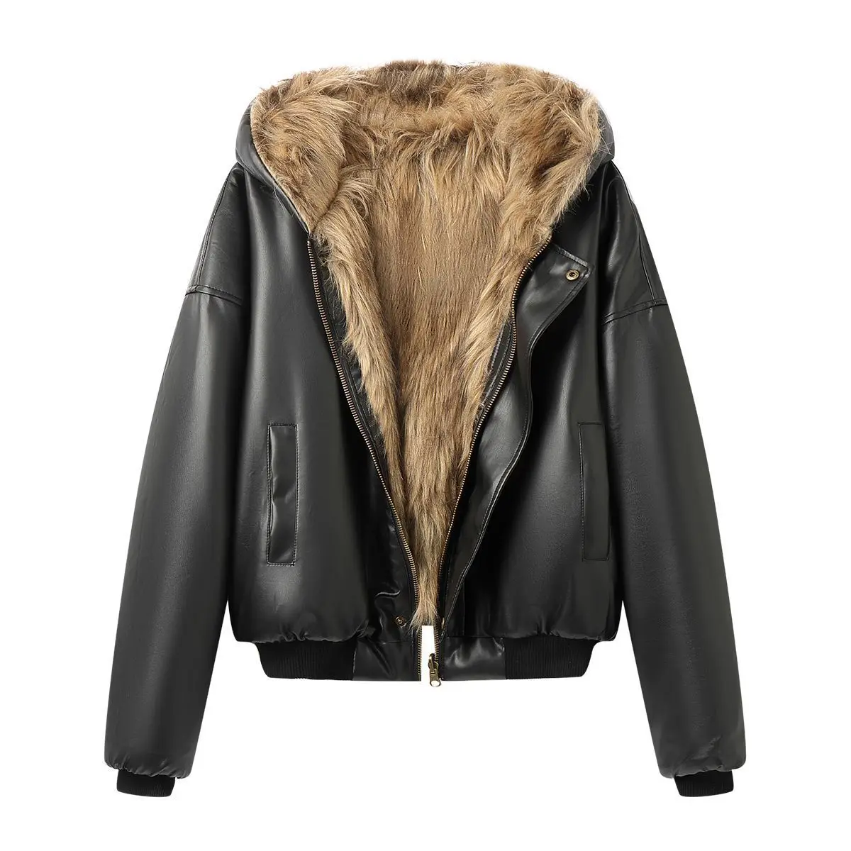 معطف شتوي جديد للرجال سميك مزدوج الجوانب من الفرو المتكامل من الجلد المقلد معطف عصري 2025 سترة دافئة متقدمة