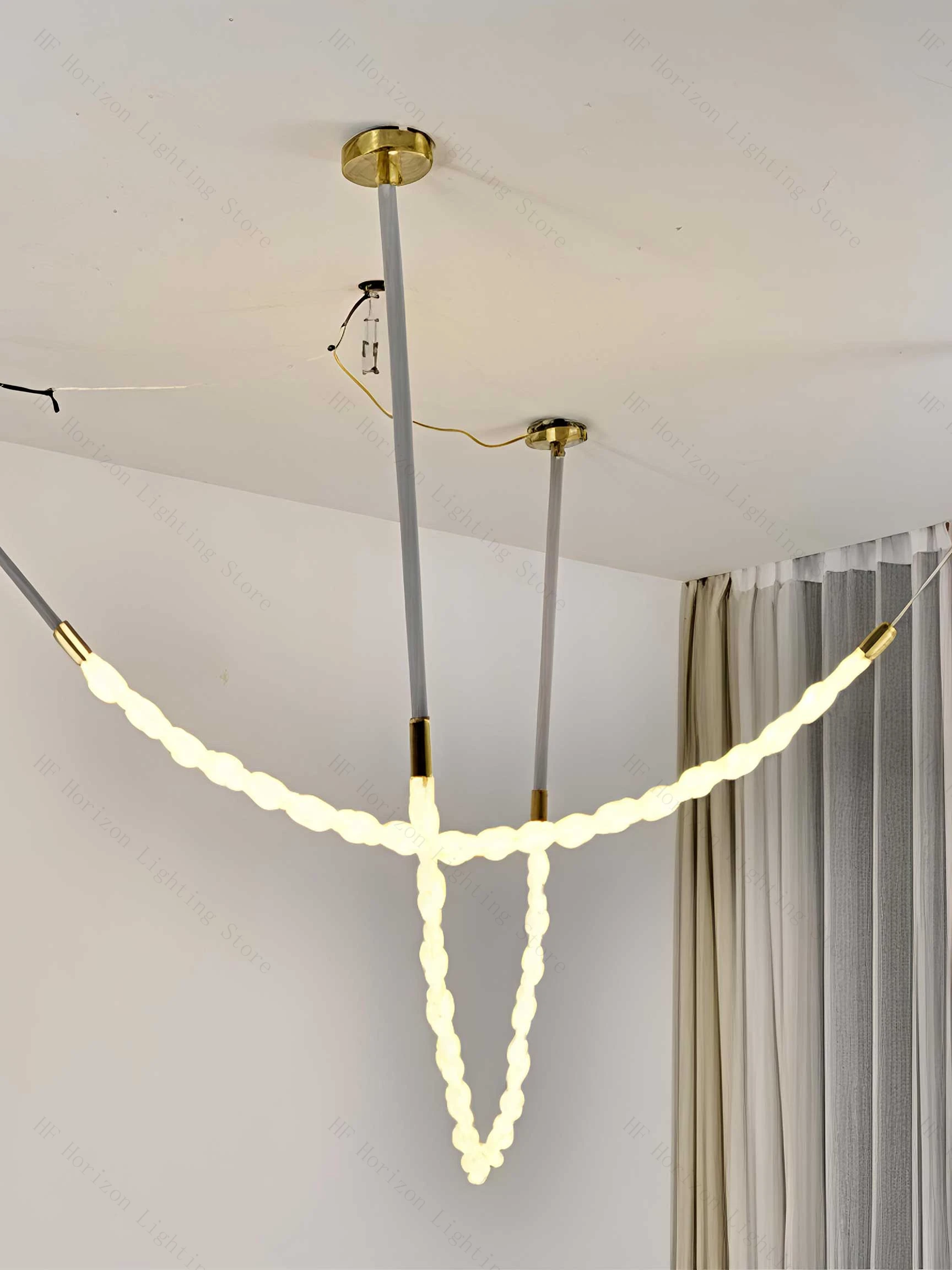 ارتفاع مزدوج خمر آرت ديكو الثريا الفاخرة هامش ضوء الحد الأدنى الإبداعية لغرفة الطعام غرفة المعيشة مصمم مصباح