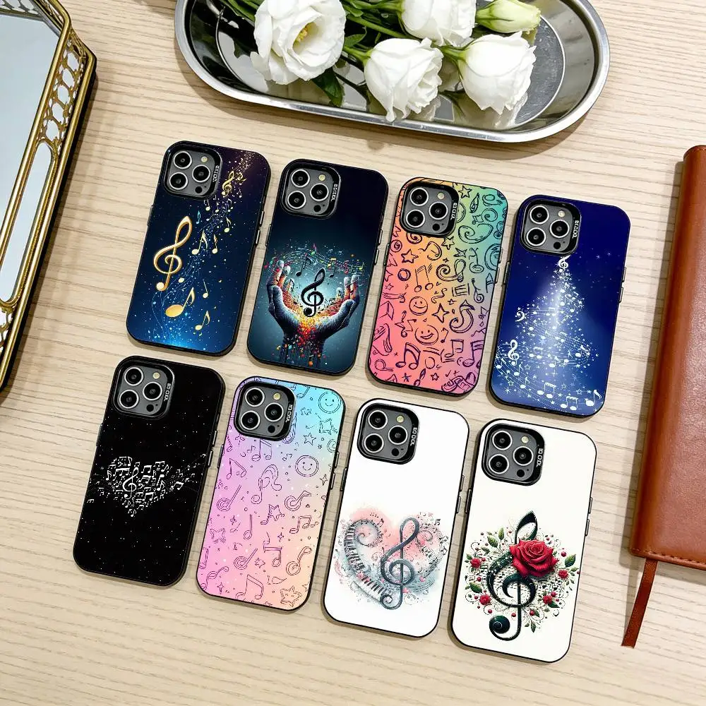 

Music Art Treble Clef Phone Case For iPhone17,16,15,14,13,12,11 Plus,Pro Max Black Candy silver phone case
