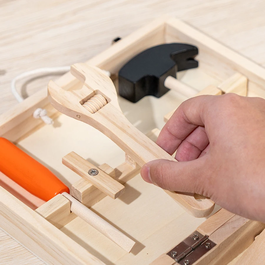 Frühe Bildung Holz tragbare Kinder Werkzeugkasten Reparatur Set Kombination Puzzle Spielhaus Demontage Spielzeug Jungen
