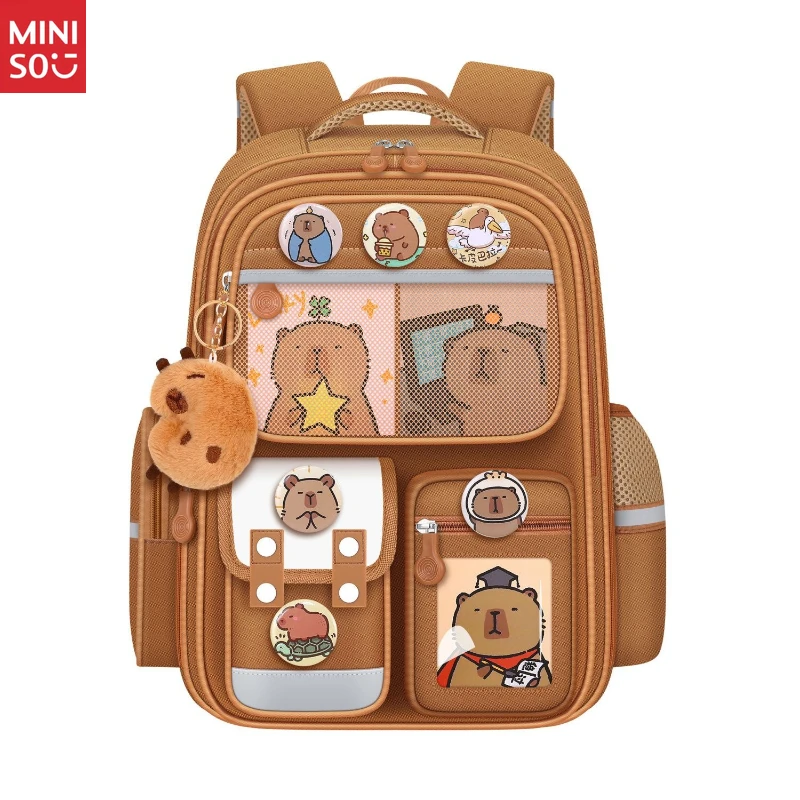 

Miniso Kapibara School Backpack | Waterproof Bag for Grades 1-6, Large Capacity
