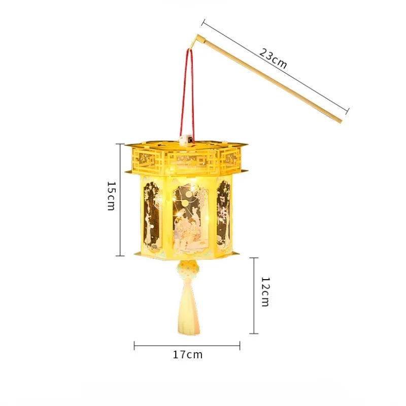 1PCS Chinese Lanterns Retro Jade Rabbit Portable Lanterns Handmade DIY Luminous Mid-Autumn Festival Stage Performance Props Gift