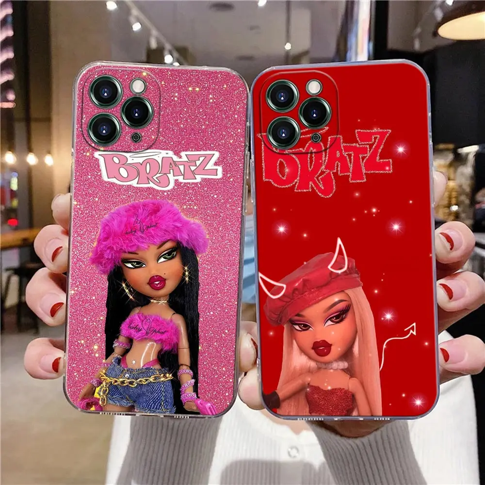 Lovely Cartoon Fashion Bratz Doll Clear Phone Case For iPhone 15 13 11 12 14 Pro Max X XS 7 8 14 Plus Cases Silicone Coque Cover