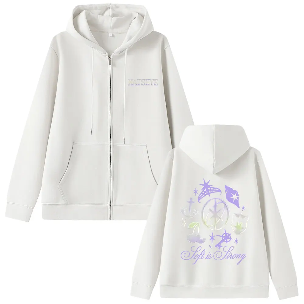 الكورية Kpop Katseye غابرييلا الجرافيك قلنسوة بسحاب الرجال النساء الهيب هوب موضة المتضخم زمم سترة Y2k الجمالية البلوز