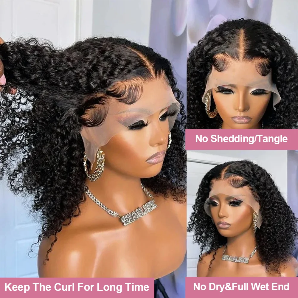 Short Water Curly Bob Wig Human Hair 100% 7x5 13x4 Ready To Wear And Go Glueless Wigs 13x6 HD Deep Wave Frontal Wigs For Women image 3