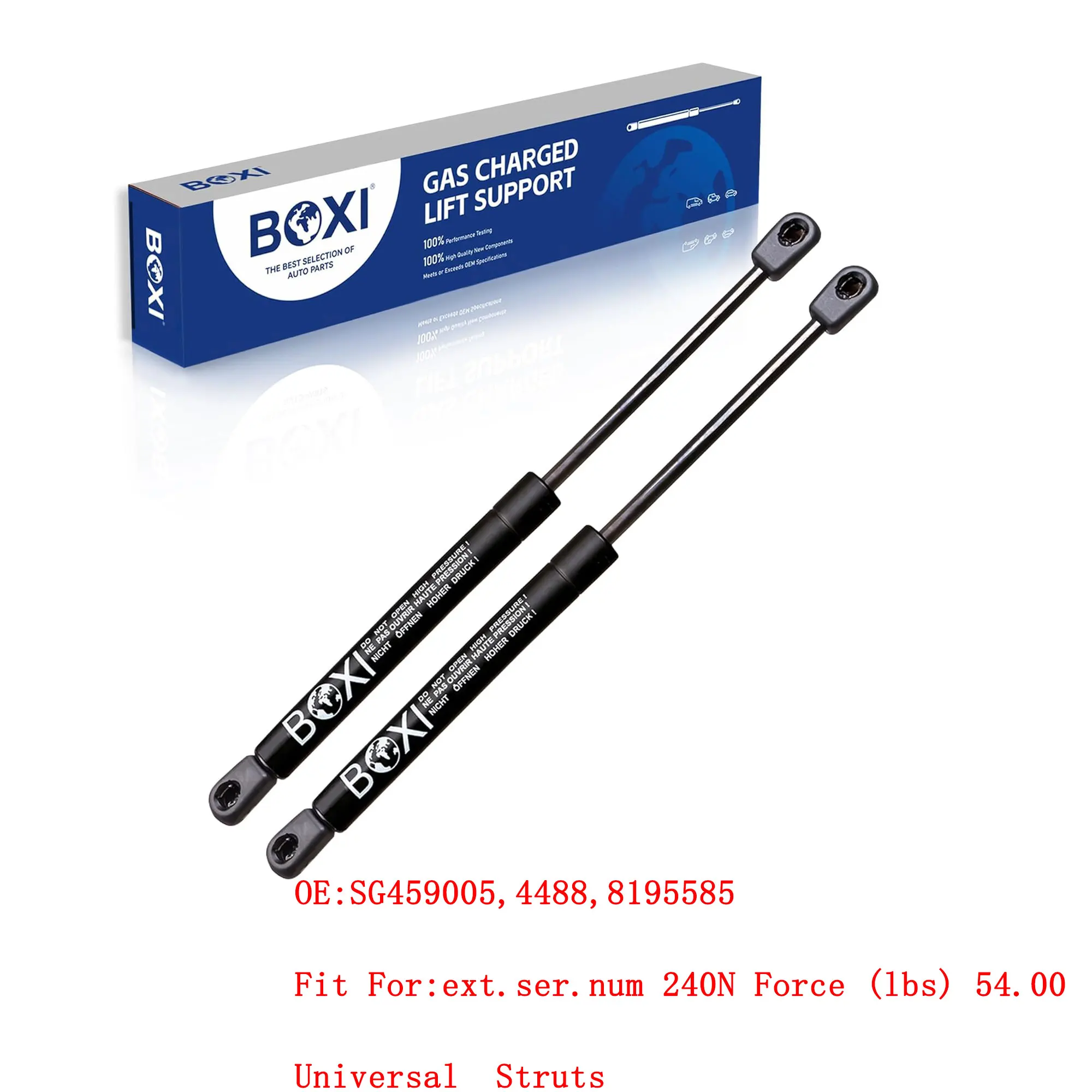 BOXI 2Pcs Universal 4488 Lift Supports SG459005 4488 8195585 12" 54lb 10mm Ball Socket Lift Supports Struts Dampers Gas Springs