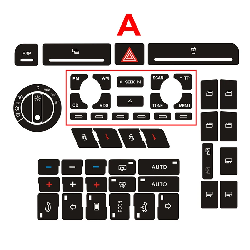 1 Set Car Button Repair Decal Sticker Door Lock Window Air Conditioner Repair for Audi A4 B6 B7 A6 A2 A3 Button Repair Sticker view 5
