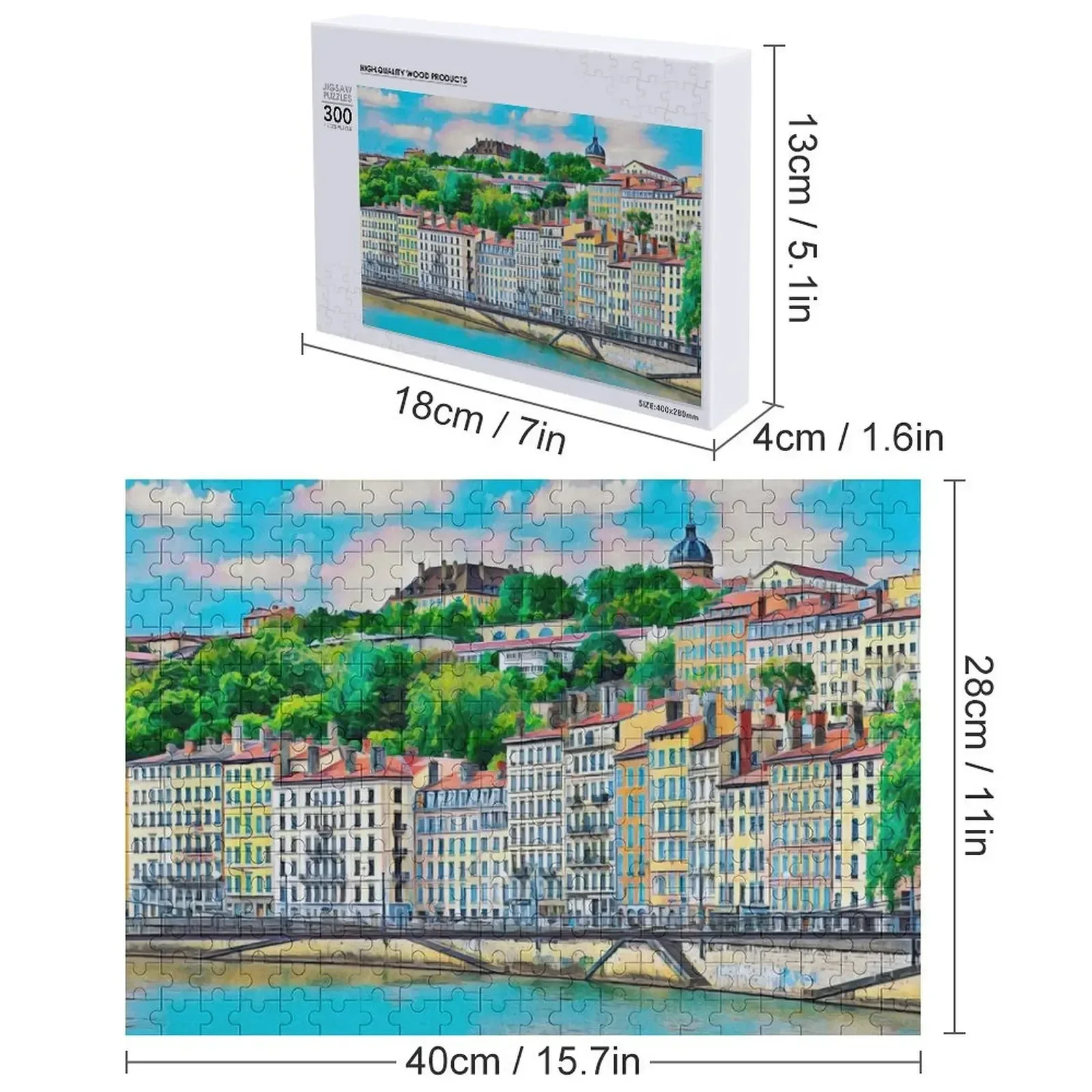 Animal de quebra-cabeça de viagem vintage de Lyon com foto personalizada quebra-cabeça de brinquedo infantil personalizado