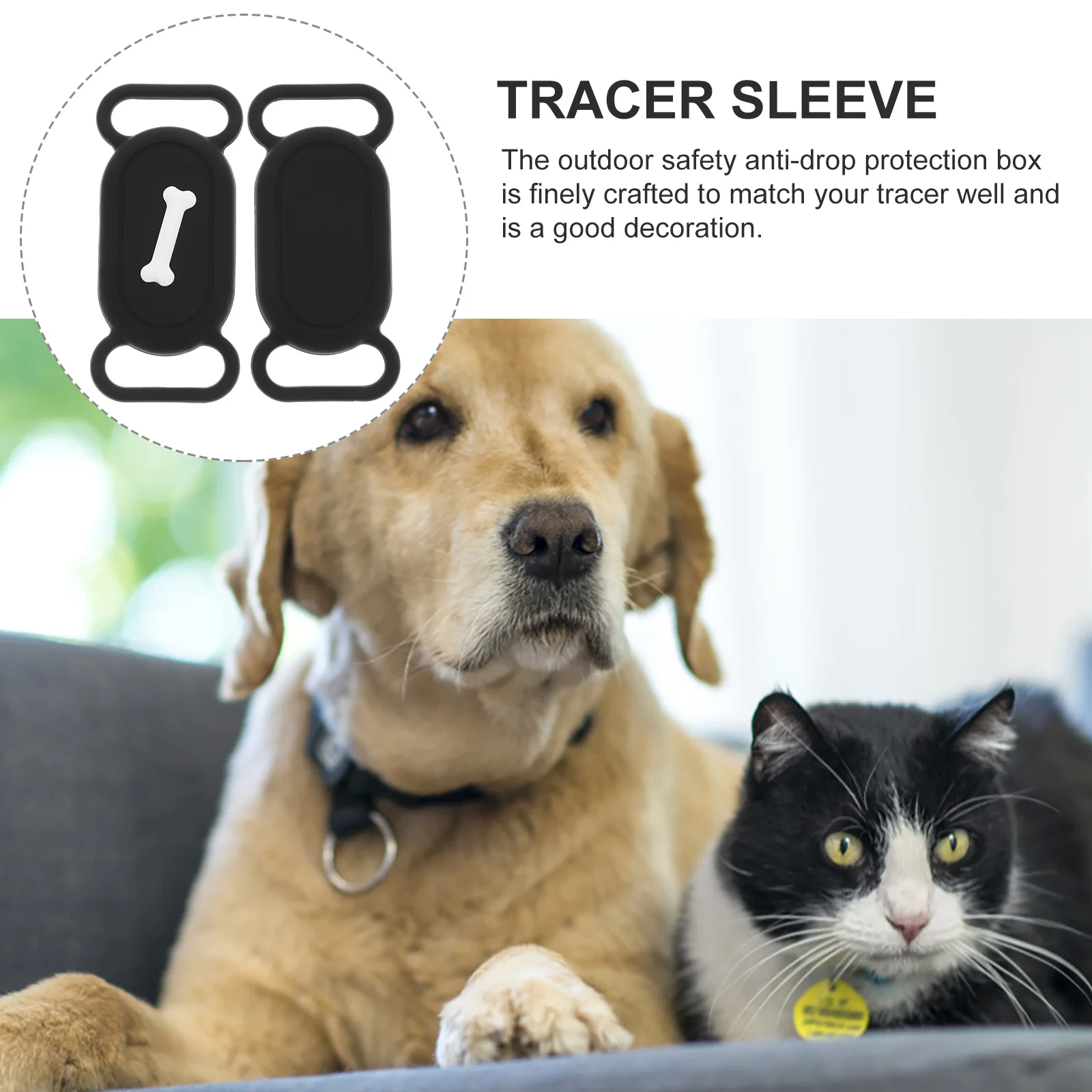 2개입 애완동물 커버 실리콘 분실 방지 트레이서 보호 케이스 충격 방지 경량 키홀더 강아지 고양이 목걸이용