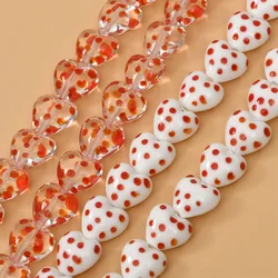 5pcs 16mm Handmade Wave Point Lampwork Beads DIY Loose Spacer Heart Shape Lampwork Glass Bead For Jewelry Making Accessories