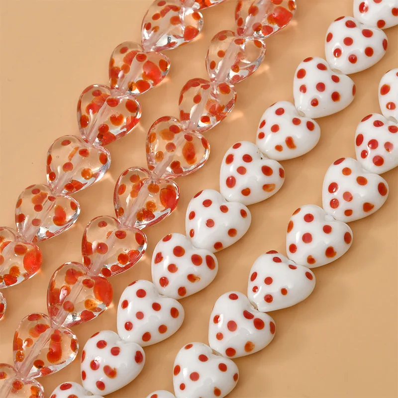 5 sztuk 16mm ręcznie robione rozkloszowana spódnica Lampwork koraliki DIY koraliki dystansowe luzem w kształcie serca w kształcie serca Lampwork szklany koralik dla akcesoria do wyrobu biżuterii