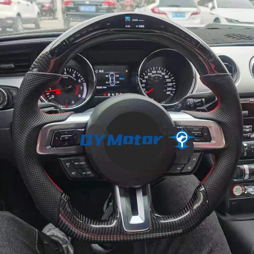 

LED Carbon Fiber Steering Wheel Perforated Leather For Ford Mustang 2015-2017 2018-2023 GT EcoBoost Shelby Sport Racing Wheel