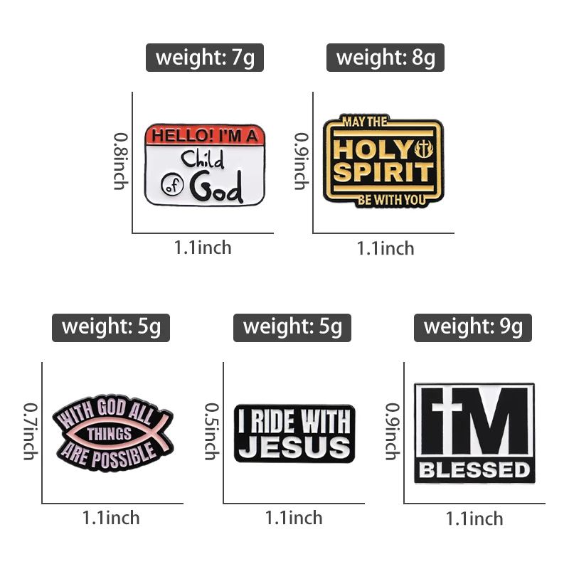 I Ride With Jesus Enamel Pins Cartoon I'm Child Of God Blessed Brooches Backpack Lapel Badge Animal Jewelry Gifts Accessories