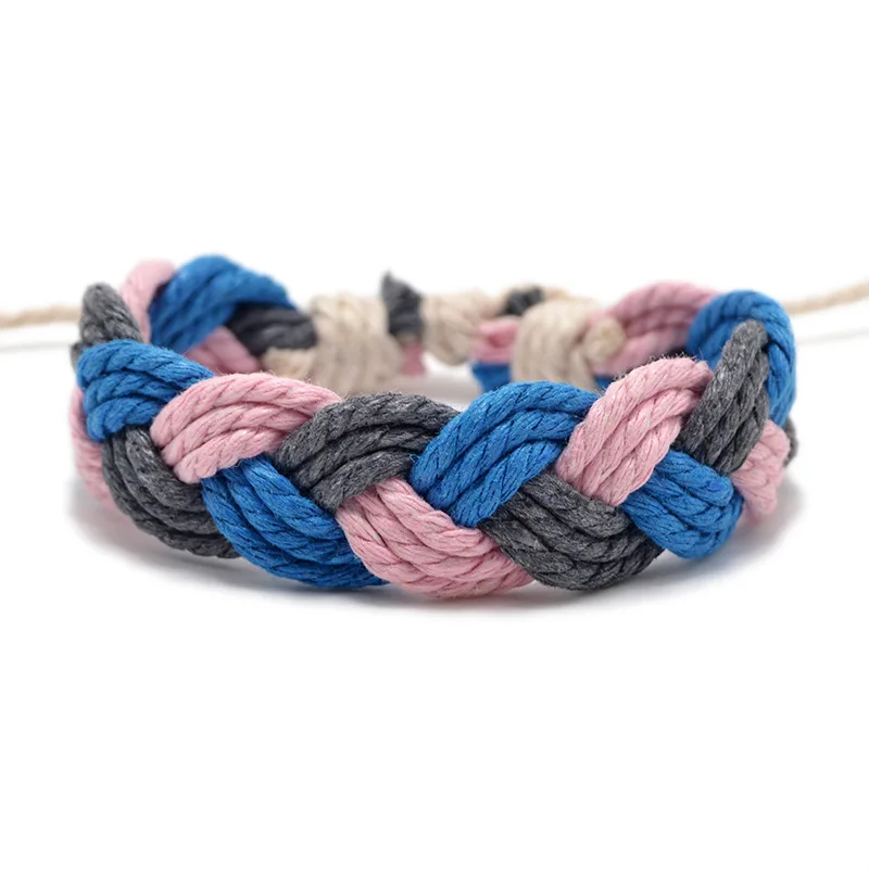 Women Man Woven Friendship Bracelet Handmade Braided Rope Men Weave Hand Strap Bangle Wide Adjustable Charm Couple Jewelry