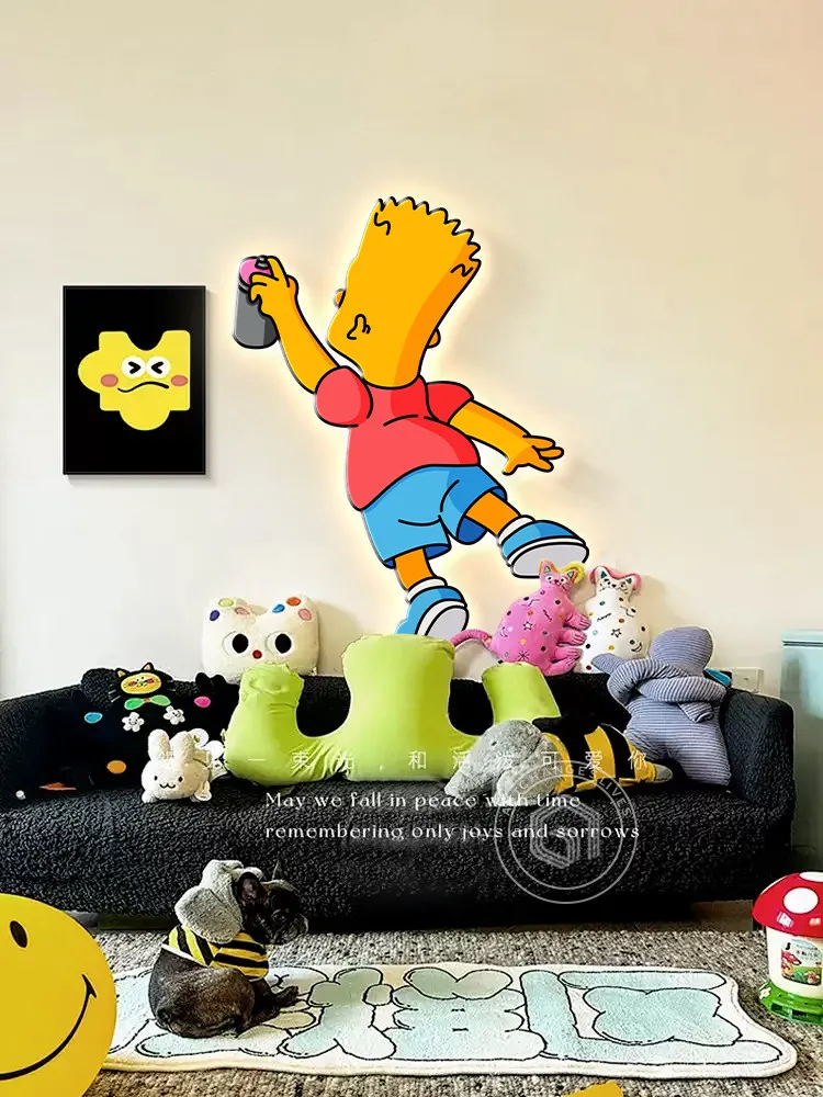 Cream Style Wall Art Cartoon Anime Poster LED Light Painting Creative  Aesthetic Room Decor Sofa Background Wall Luminous Mural