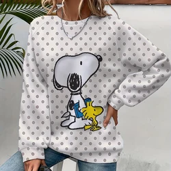 Snoopy cartoon hoodie for girls round neck hoodie for women long sleeved top couples loose casual hoodie couples top for couples