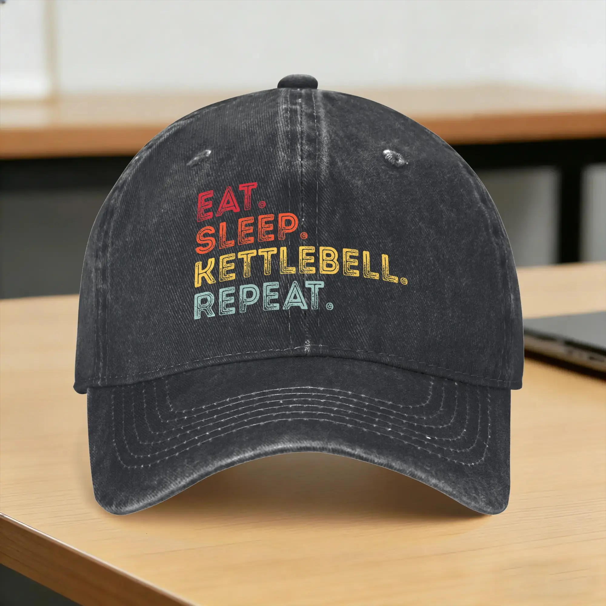 Retro Eat Sleep Kettlebell Repeat Fitness Gym Sun Baseball Cap  Men Women Print Trucker Hat Summer Street Style  Baseball Caps