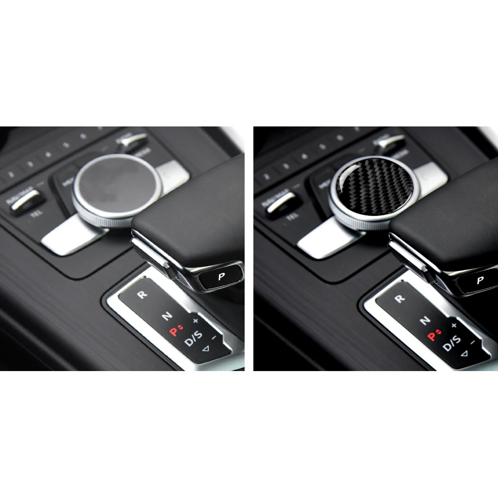 For Audi A4 B9 RS4 S4 2017 2018 2019 Auto Interior Carbon Fiber Car Center Control Knob Decoration Stickers Trim Decals Cover