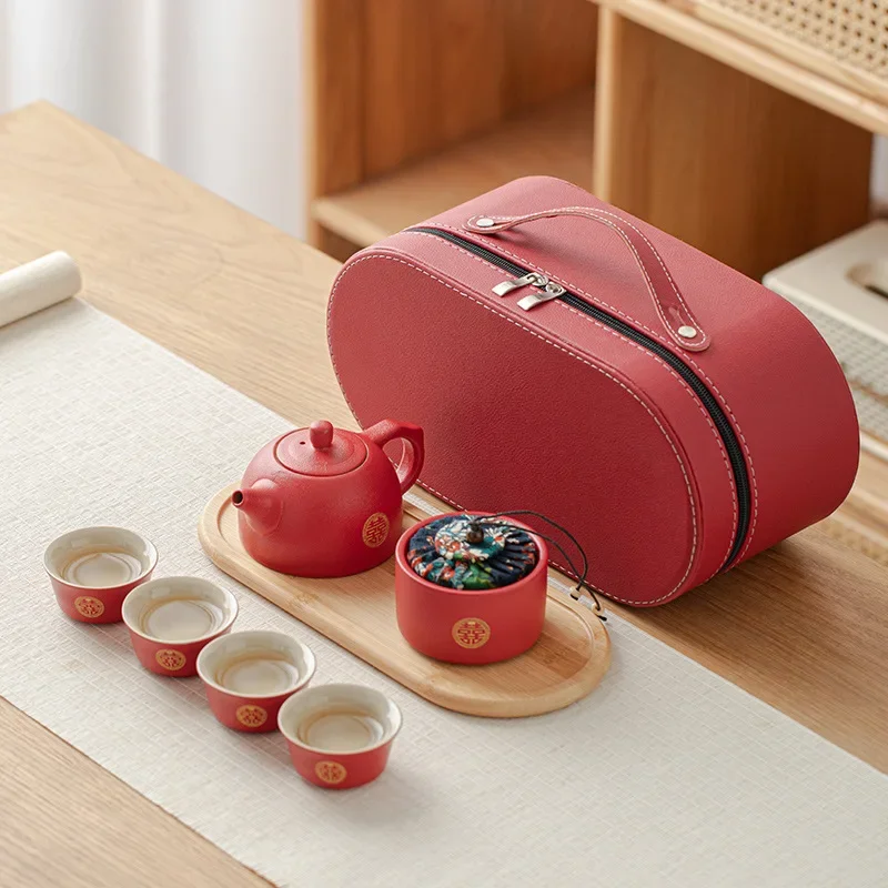 Chinese Wedding Souvenirs for Newlyweds, Engagement Gifts for Besties and Sisters, Tea Cup, Outdoor Travel Tea Set, Small Teaset