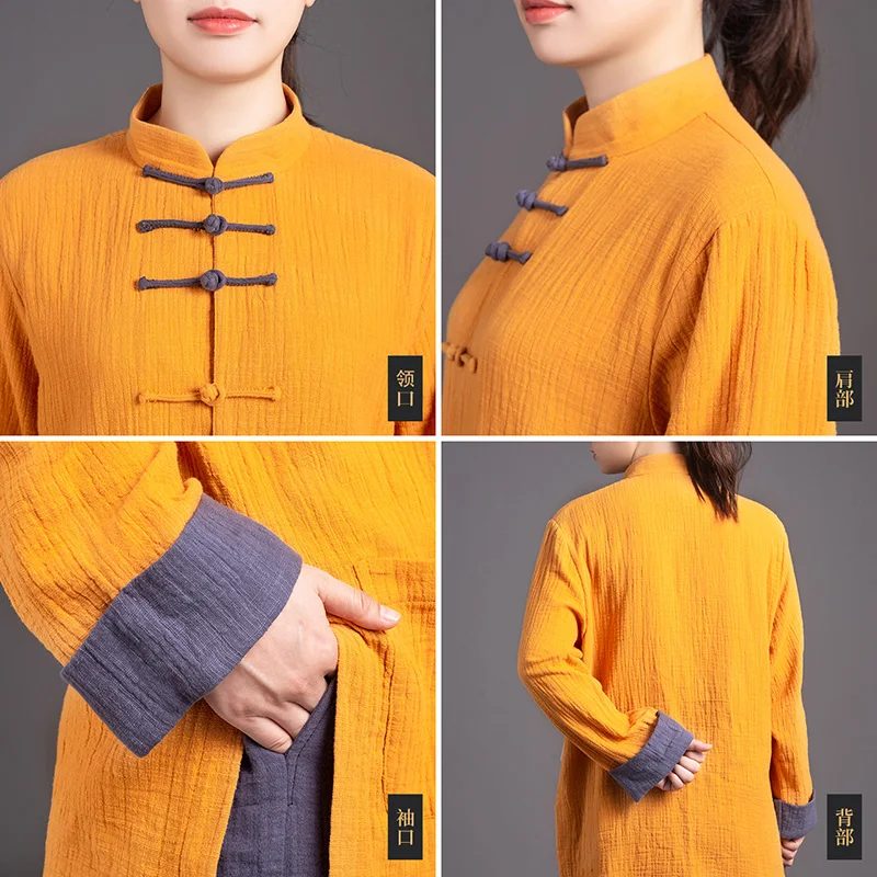 New Unisex Spring Autumn Double-Layer Thick Cotton Hemp Fabric Upgraded Ta