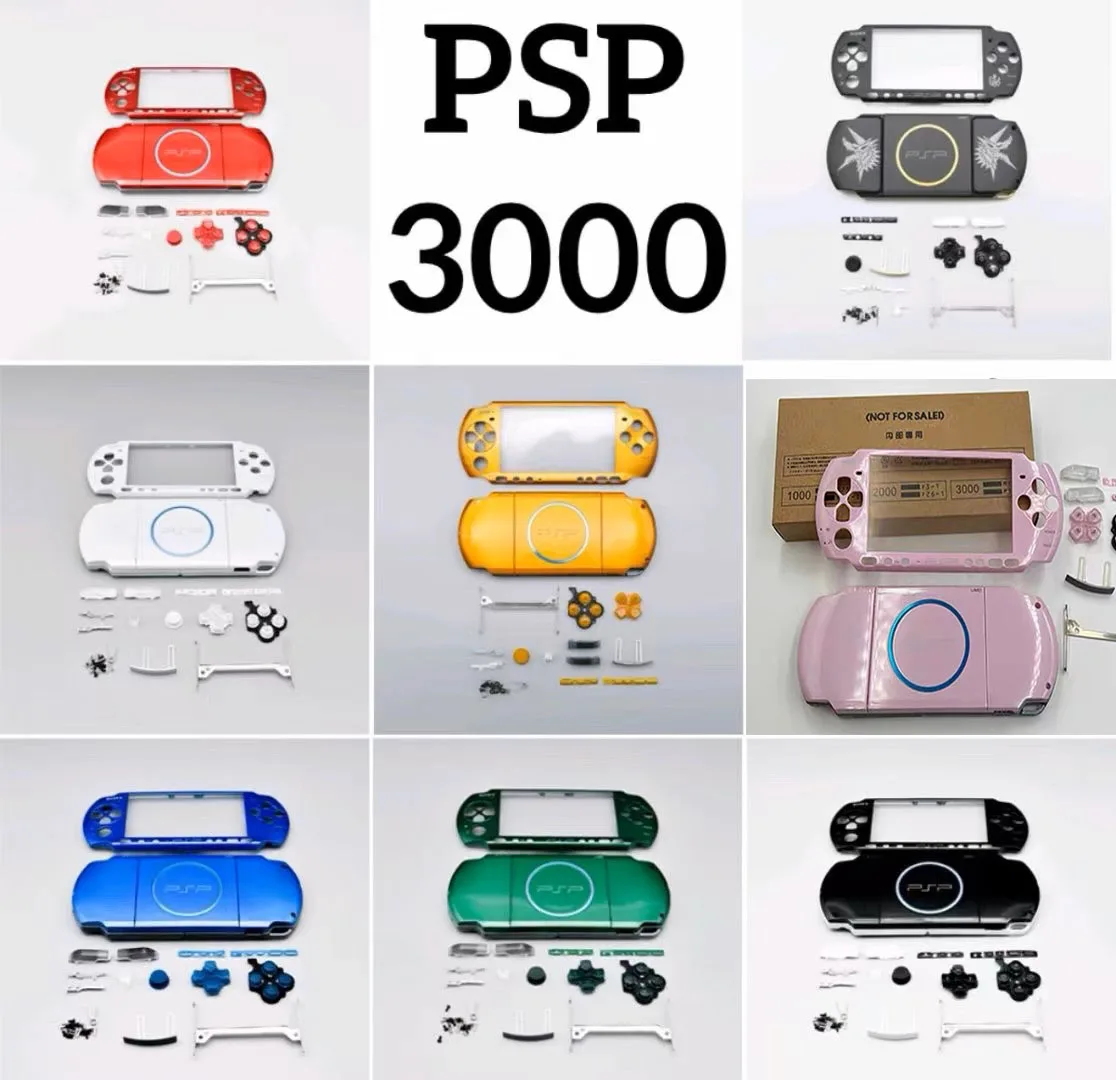 استبدال واضح حالة شل ل PSP3000 PSP 3001 3004 3008 لعبة وحدة التحكم الإسكان غطاء غطاء مع مجموعة أزرار