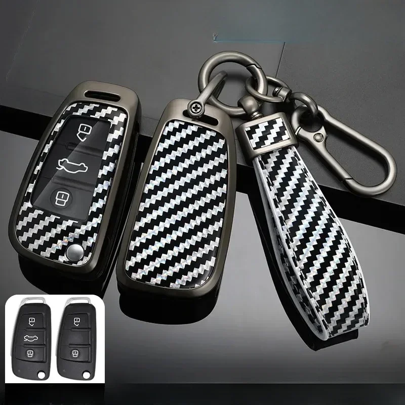 

For Audi A1 A3 A6 C5 C6 Q3 Q2 Q7 TT TTS R8 S3 S6 RS3 RS6 A4 Car Accessories Carbon fiber Zinc Alloy Car Key Cases Cover Fob