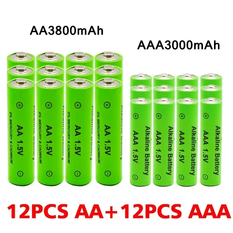 AA 1.5V 3800mAh / 1.5V AAA 3000mahAA + AAA Rechargeable Alkaline Battery Flashlight Toys Watch MP3 Player Replace Ni-Mh Battery