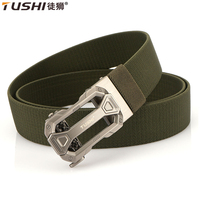 TUSHI New Automatic Buckle Elastic Belt for Men Real Nylon Military Tactical Belt Non Slip Hiking Hunting Belt Male Envio Gratis