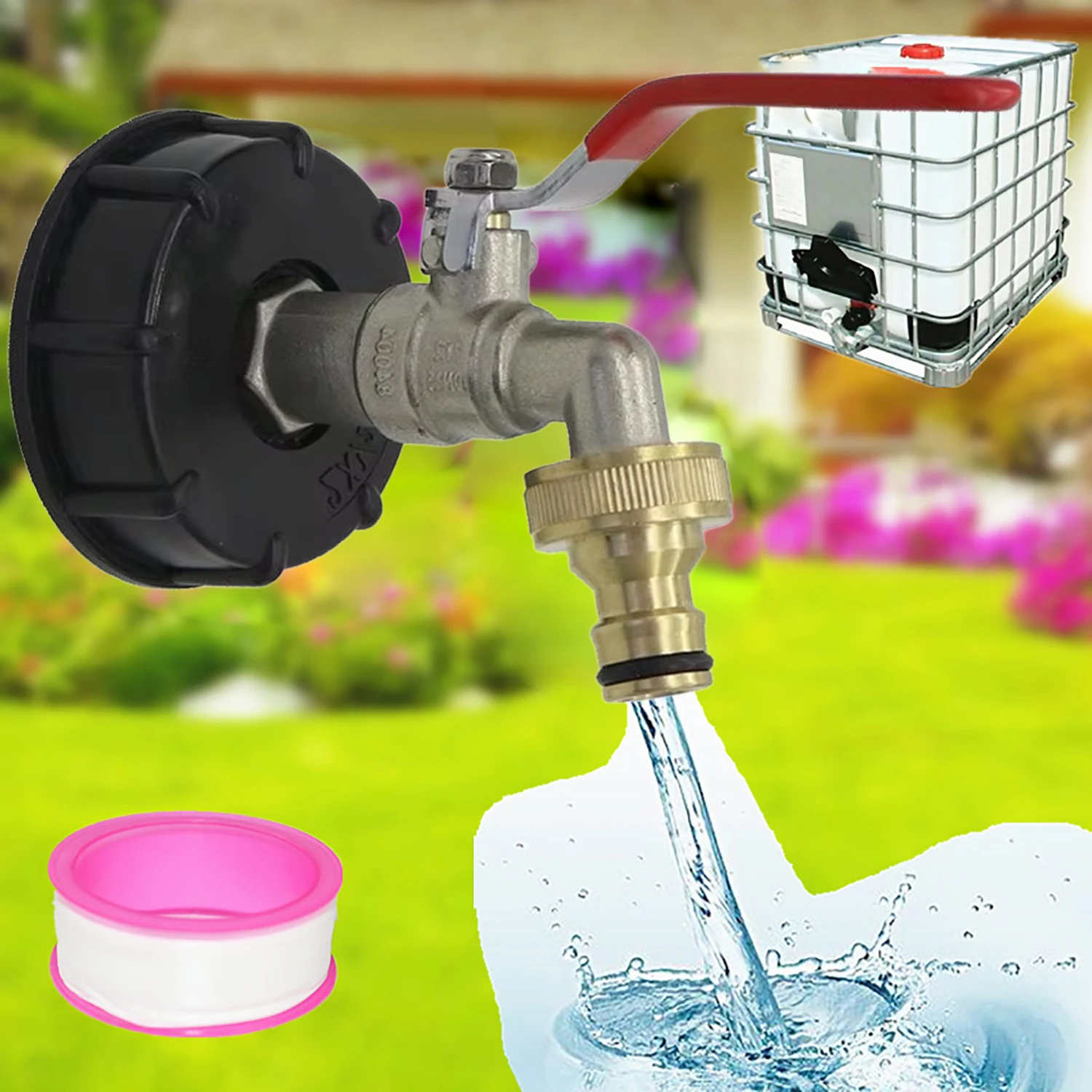 

Адаптер резервуара IBC S60X6 для железного латунного крана, сменный клапан 1/2 дюйма, грубая резьба 60 мм на 15 мм, соединители для садовой воды, сливной адаптер