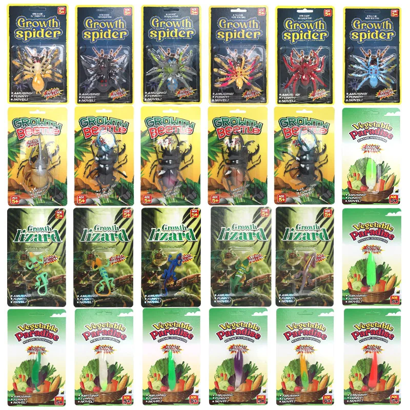 Crianças brinquedos de insetos cognitivos simulação aranha besouro lagarto modelo pode ser embebido na água para expandir criativo engraçado spoof brinquedos