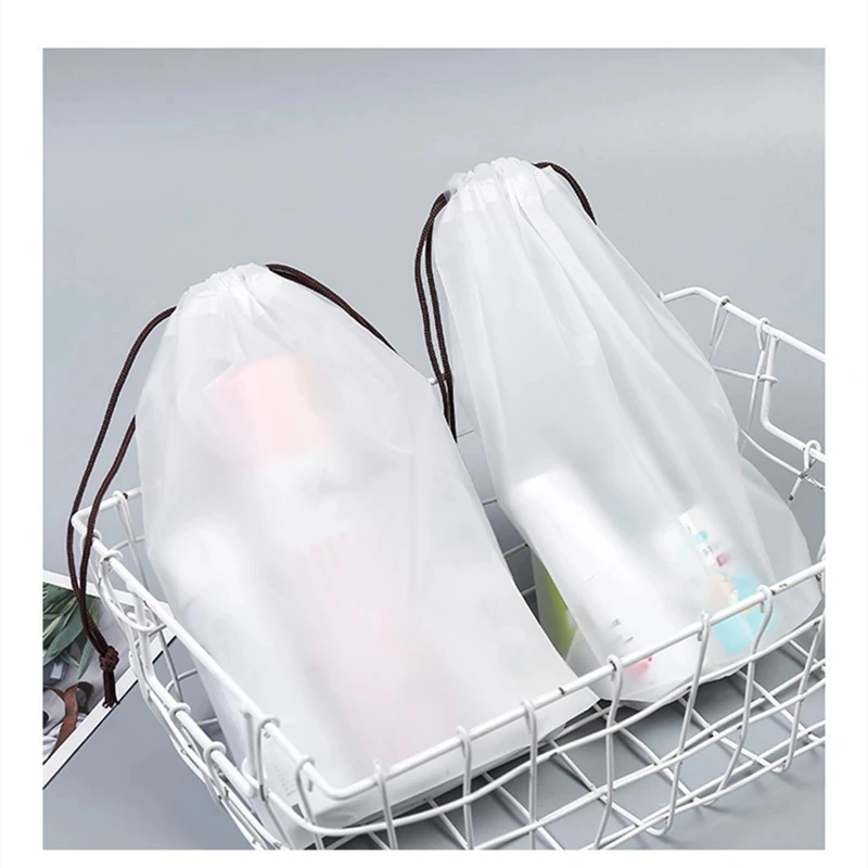 10/20pcs Transparent Frosted Clothes Packaging Drawstring Bags Storage Travel Pocket Shoes Organizer Waterproof Pouches