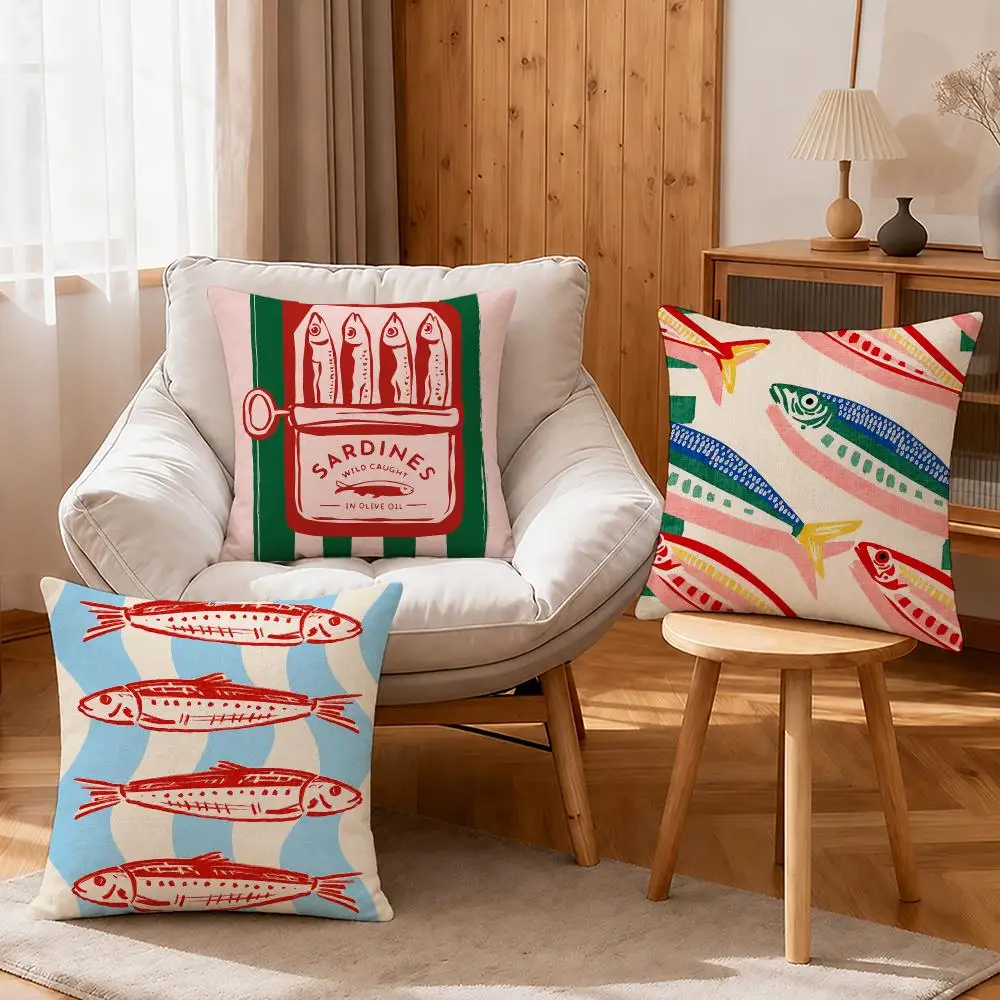 Charm Sardine Can Maple Design Cushion Cover Linen Anti‑mite Antibacterial Cushion Cover Invisible Zipper for Couch Living Room