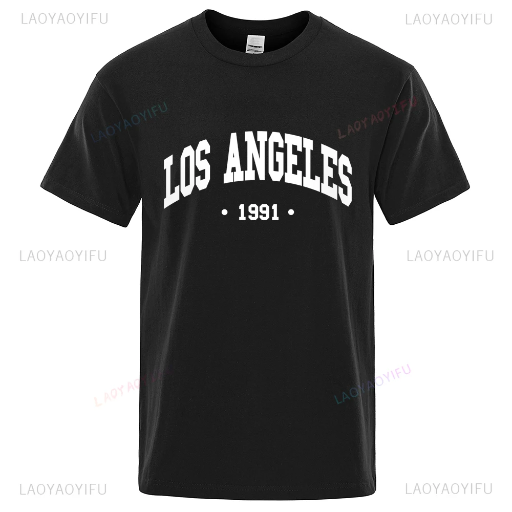 1991 Los Angeles Vintage City Script Graphic Tee Unisex Oversized Streetwear Summer Comfort Fit Breathable Apparel
