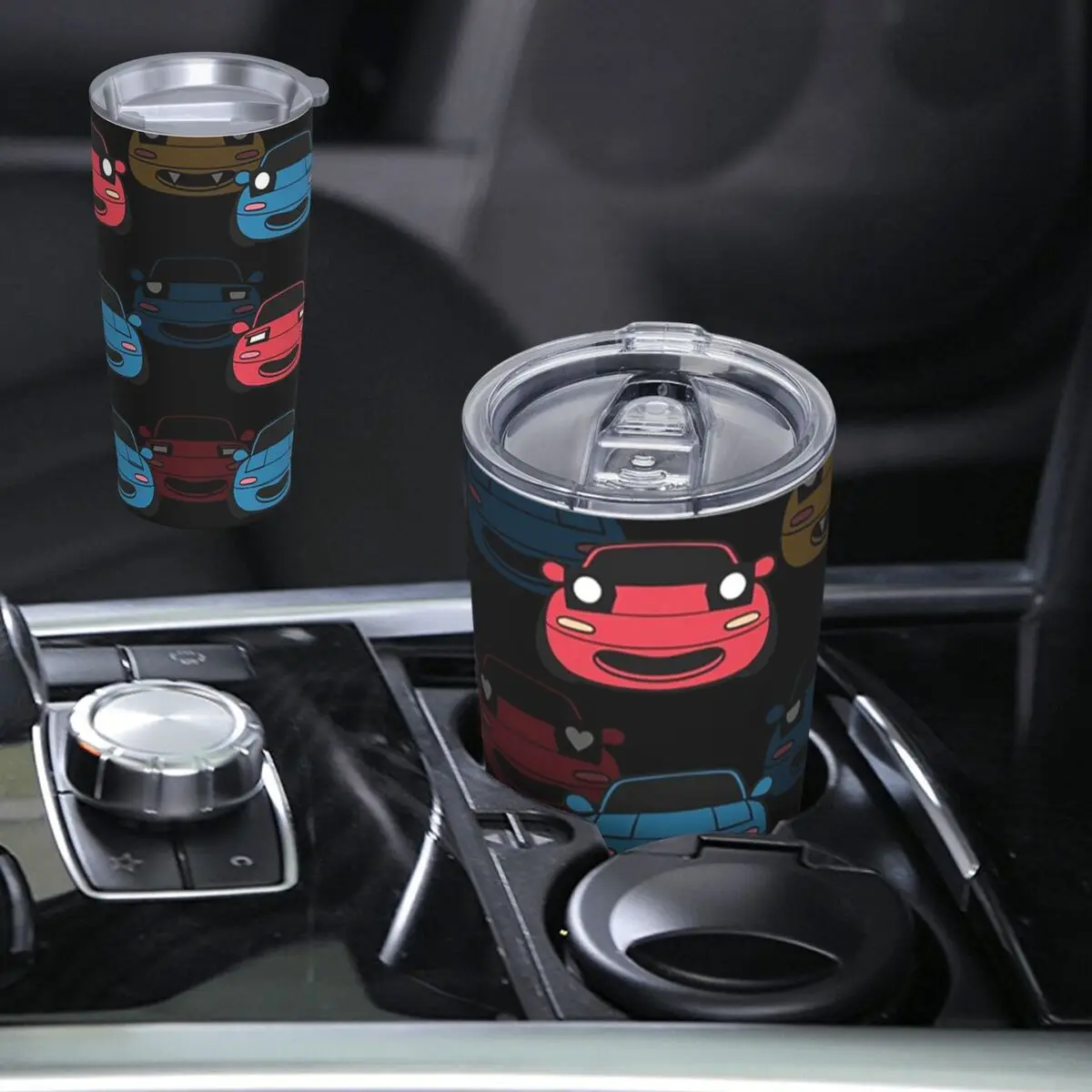 Cute Miata Face Stainless Steel Tumbler Vacuum Insulated Mugs Thermal Cold Cups Straw With Lid 20oz