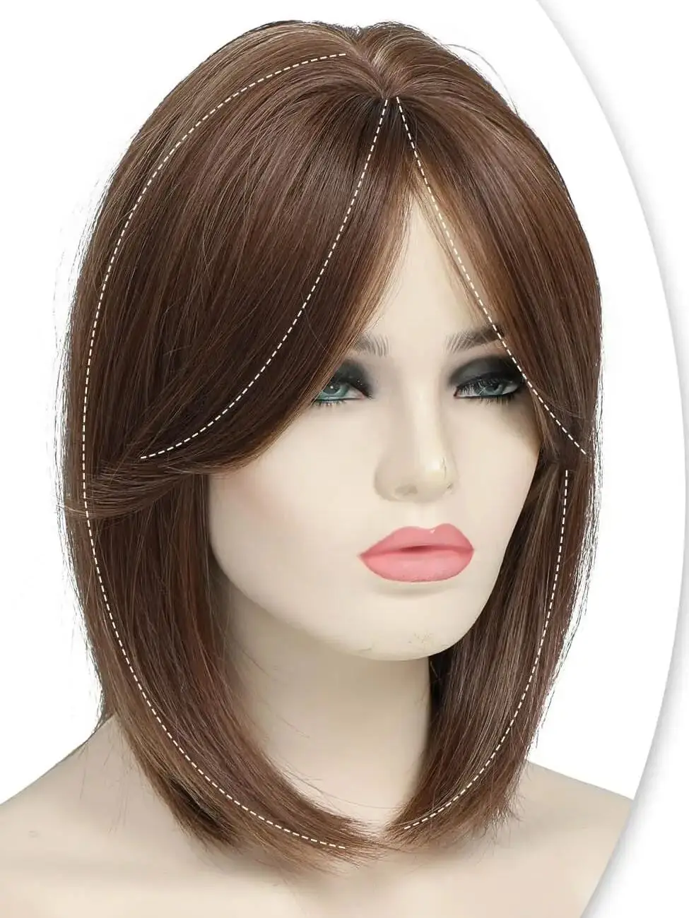 Postiche synthétique ultraviolet à trois clips, 12 pouces, couleur brune