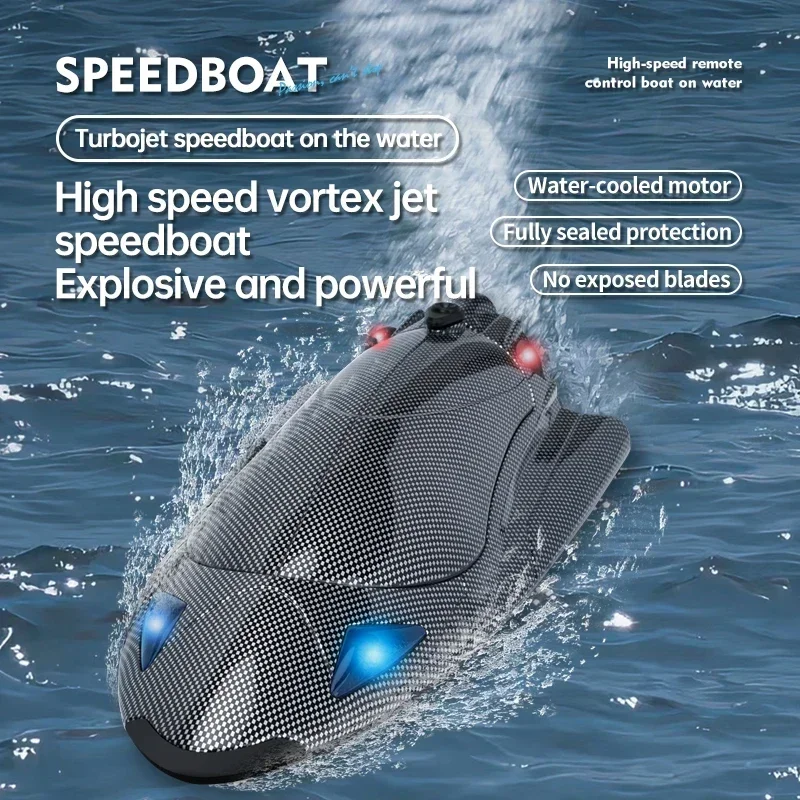 Large Rc Boat 2.4G Remote Controlled Boats Water-Cooled Turbojet Ship 150M 40Km/h High Speed Speedboat with Led Light Kids Toys