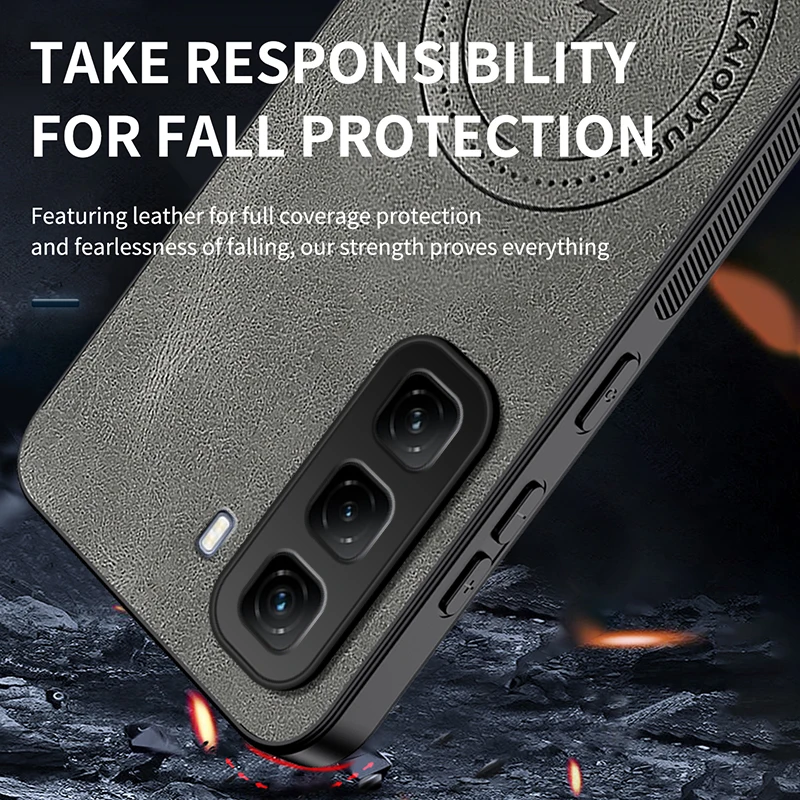 For infinix Hot 60 Pro Plus Case Luxury PU Leather Magnetic Magsafe Protective Back Cover For infinix Hot 60i 60Pro Phone Shell view 4