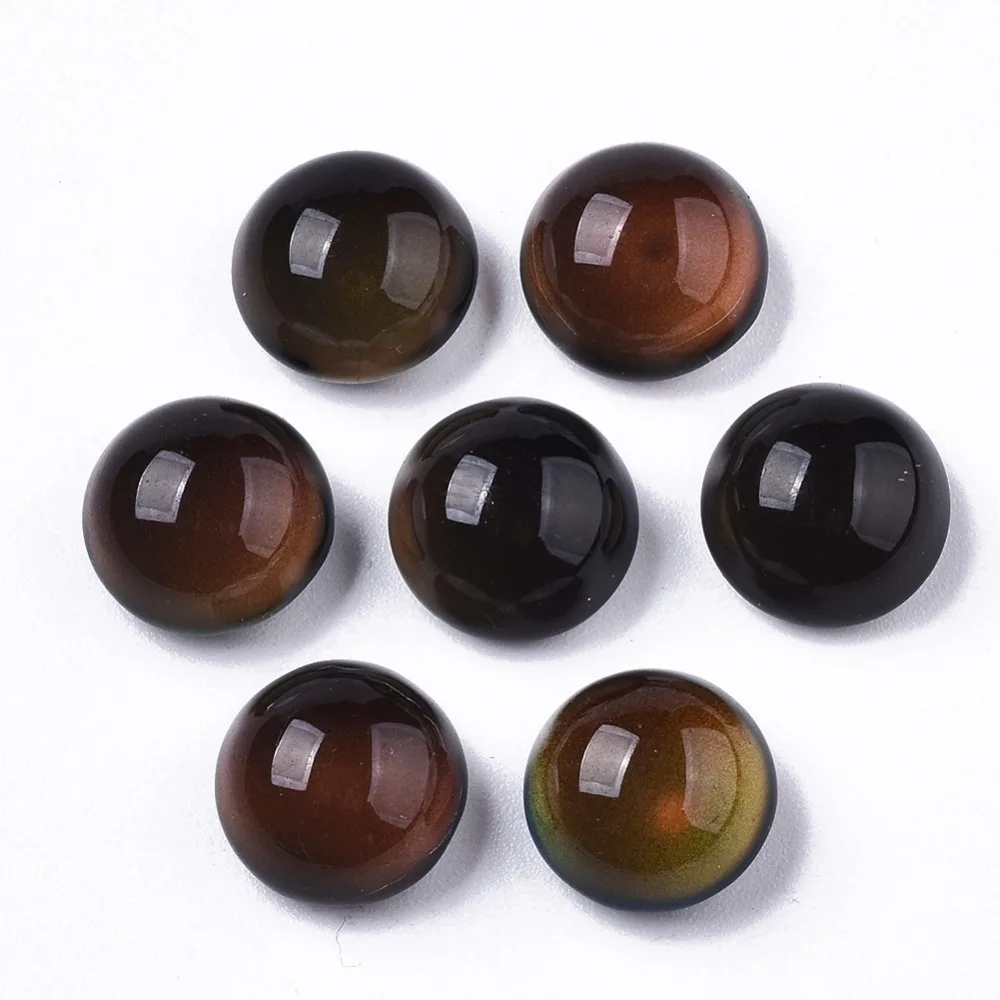 10pcs Translucent Glass Cabochons Changing color Mood Cabochons Half Round/Dome Black 10x6.5mm