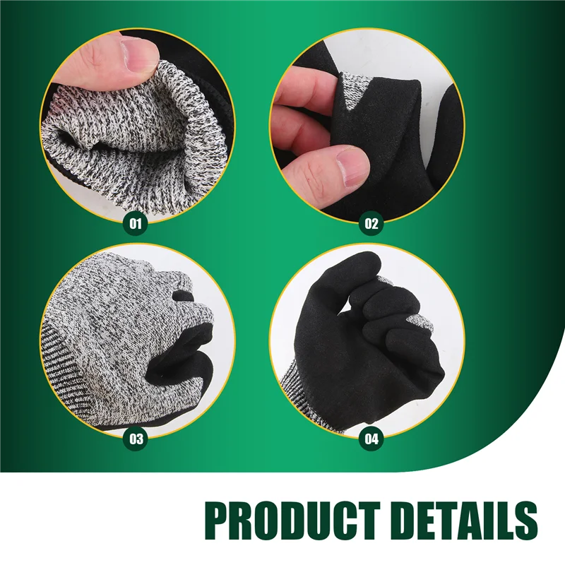 

New Shown-Level 5 Cut Resistant Gloves 3D Comfort Stretch Fit, Durable Power Grip Foam Nitrile, Pass Food Contact, Smart Tou